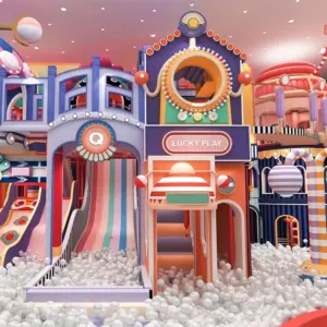 Candy Style Indoor Kids Playground with Ball Pit Slide Role Play Area for Shopping Mall