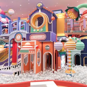 Candy Style Indoor Kids Playground with Ball Pit Slide Role Play Area for Shopping Mall