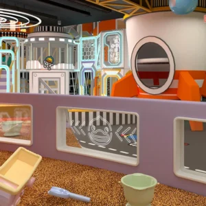 Space Theme Indoor Playground with Rockets Planets and Interactive Lights